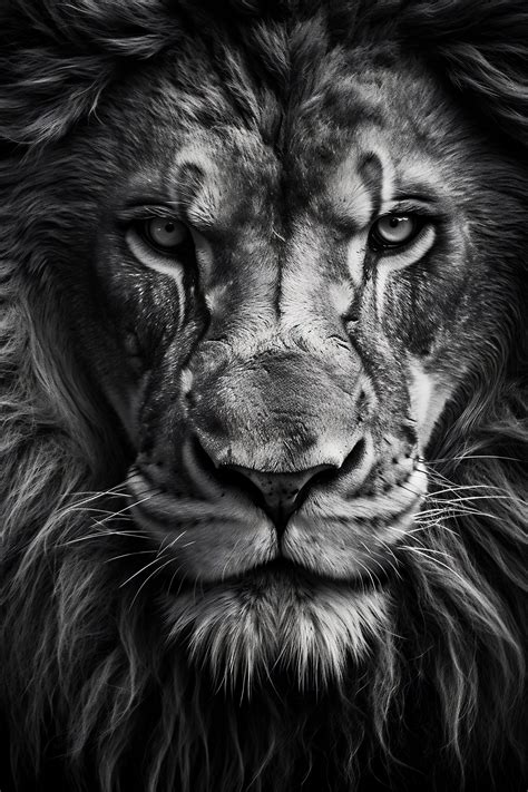 lion black and white picture